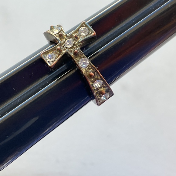 Vintage Cross Ring Crystal Copper size 8.25 - Picture 1 of 15